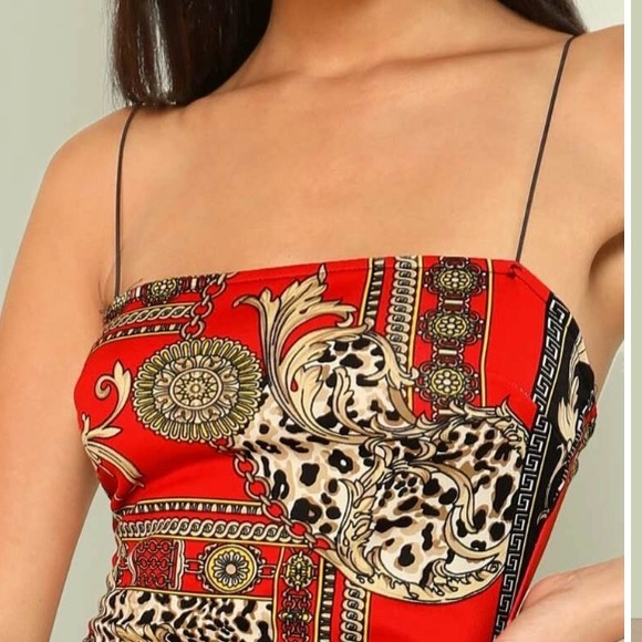 Scarf Print Spaghetti Strap Bodycon Dress NWOT - Picture 7 of 16